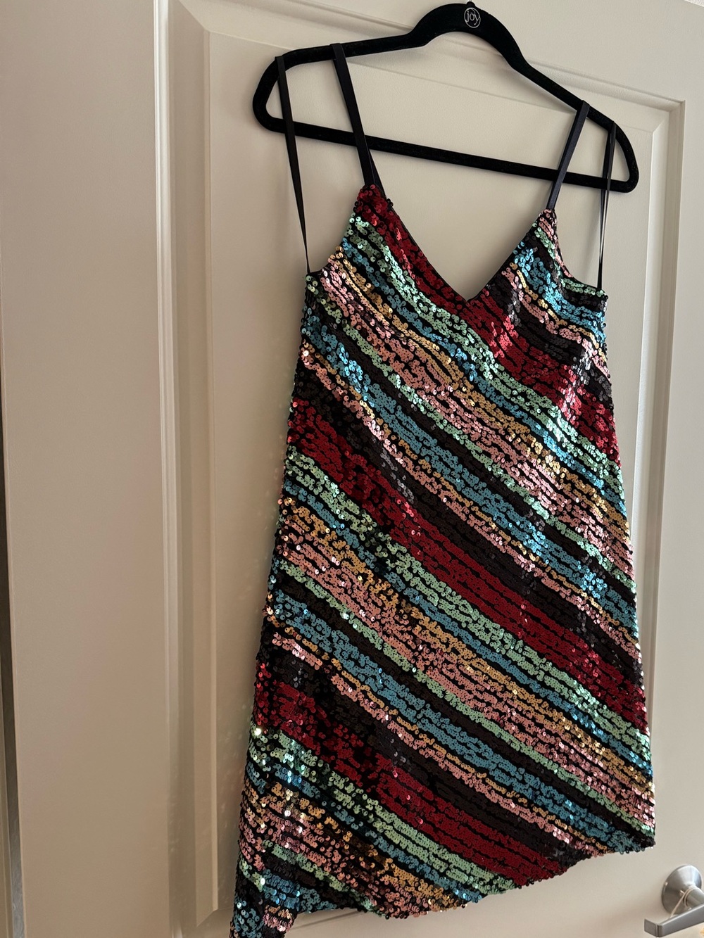 Leith Multicolor Sequin Slip Dress with V-Neck! Like New!
